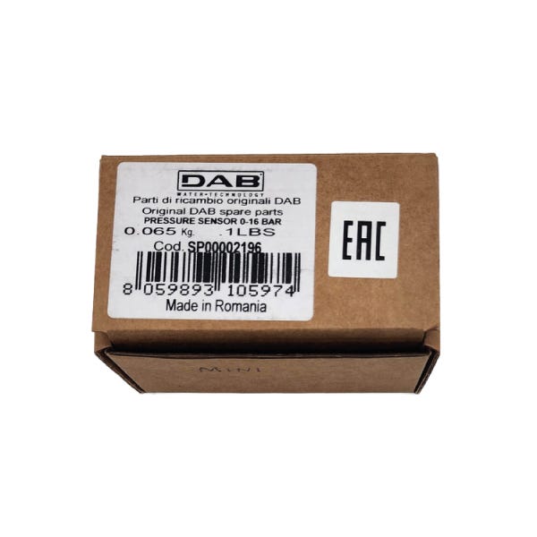 SENSOR DE PRESIÓN 0-16 BAR PARA E.SYBOX MINI Marca DAB. Modelo: SP00002196